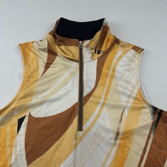 Tail Multicolor Sleeveless Golf Polo Tank 1/4 Zip Neck Yellow Brown Stretch Sz M - Picture 4 of 10